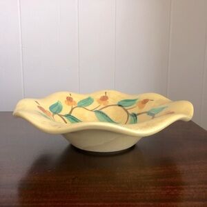 Gail Pittman Siena Acorn Fluted Edge Yellow Serving Bowl